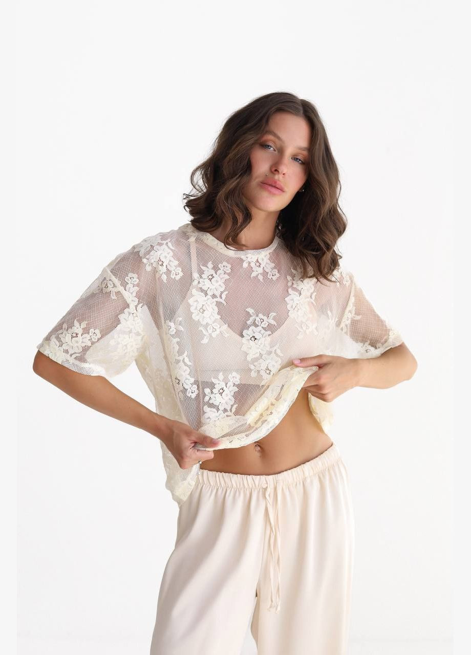 Футболка с кружевом Україна - (340956819)