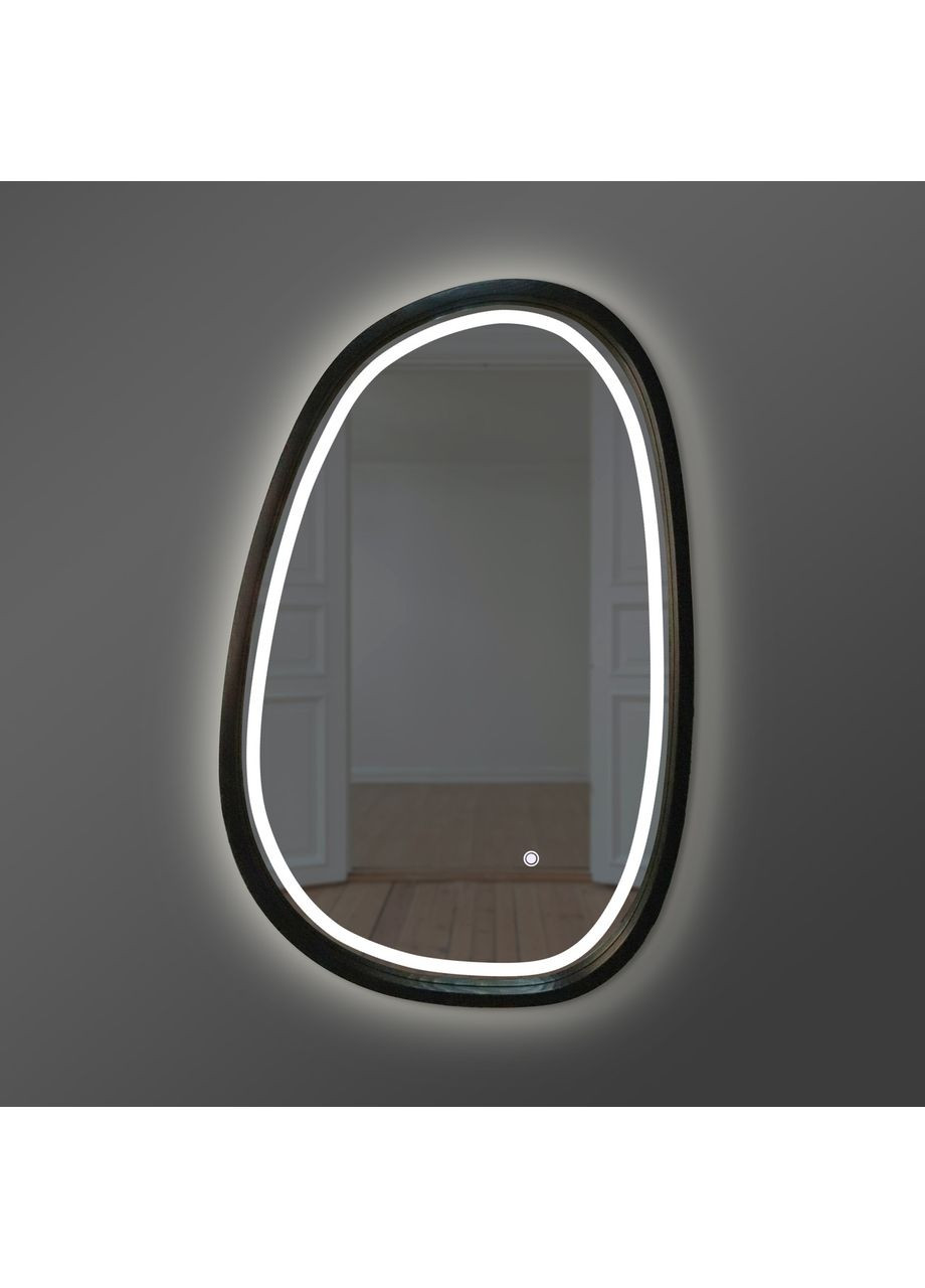 Зеркало ассиметричное деревянное с LED-подсветкой Black Ясень 55x85 см. Luxury Wood Dali (369547148)