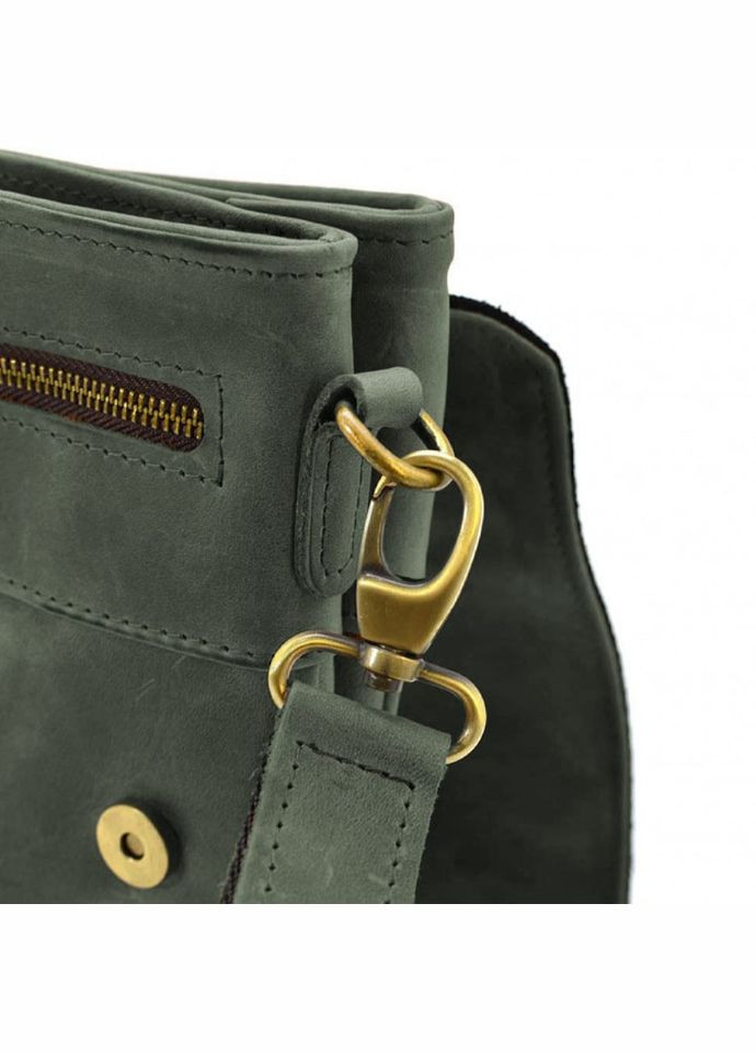 Мужская кожаная сумка через плечо на 2 отдела планшет из натуральной кожи зеленая 25*24*5 см TARWA (336144206)