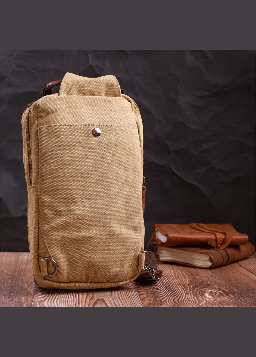 Сумка слинг мужская через плечо из плотного песочного текстиля 22194 Vintage (362417834)