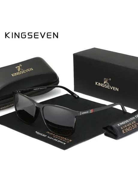 Поляризационные солнцезащитные очки 7365 Black Gray KINGSEVEN (333687015)