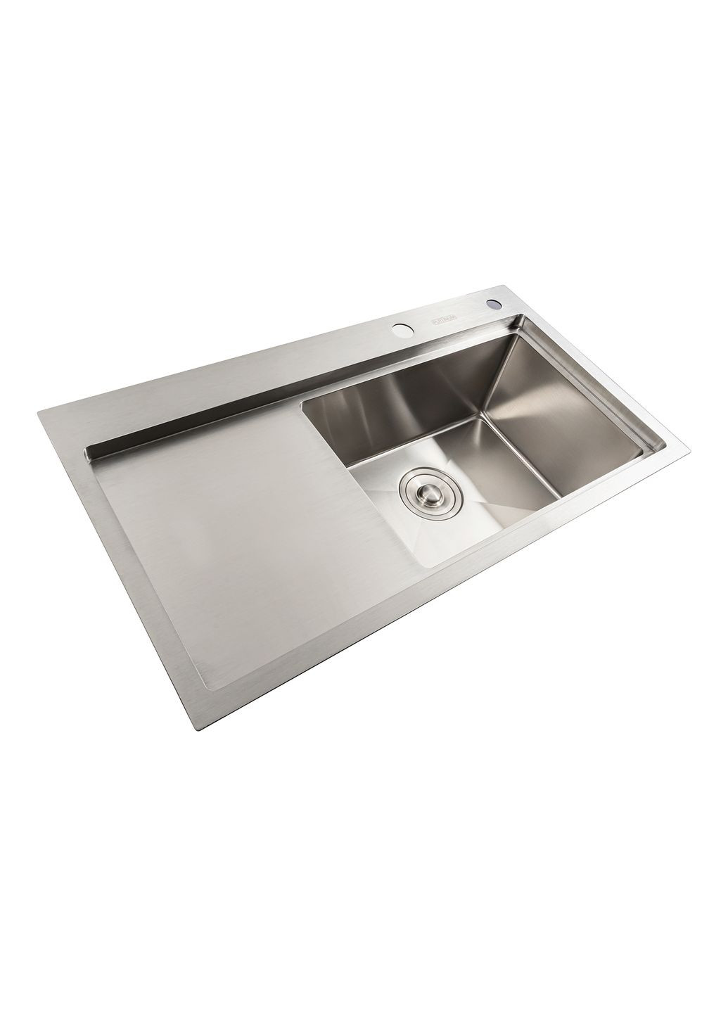 Кухонная мойка нержавейка 78*43 R Handmade (два отверстия, круглый сифон 3,0/0,8) Platinum (291016247)
