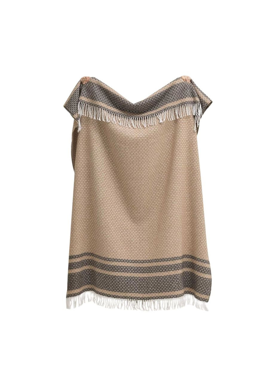 Плед на односпальную кровать 140х200 с шерстью бежевый с коричневым 22440076 Lanavitta (322859759)