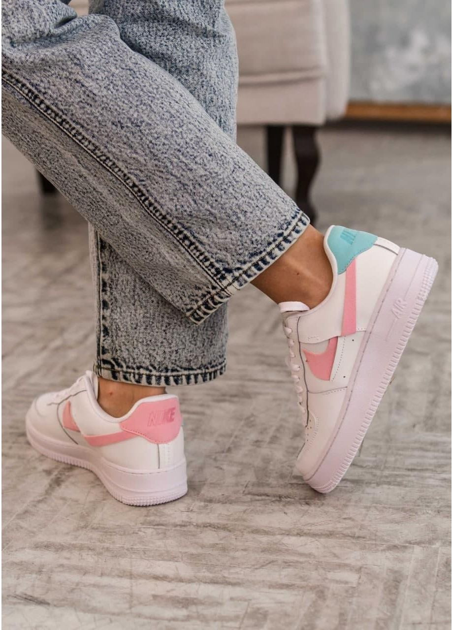 Розовые демисезонные кроссовки мужские nike air force 1 lx wmns white pink blue найк аир форс 1 премиум No Brand