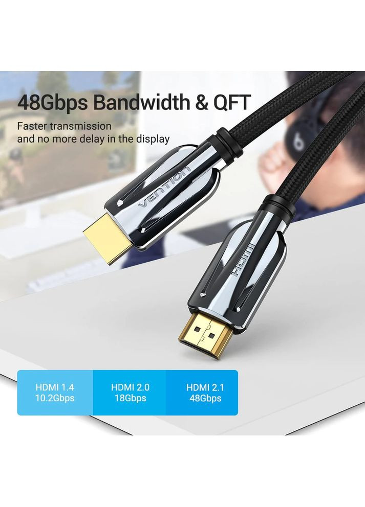 Кабель HDMI-HDMI, 3M,, 8K 60Hz, 4K 120Hz, 2K 144Hz, 1080P 160Hz (AANBF) (AALBI) Vention v2.1 (357472100)