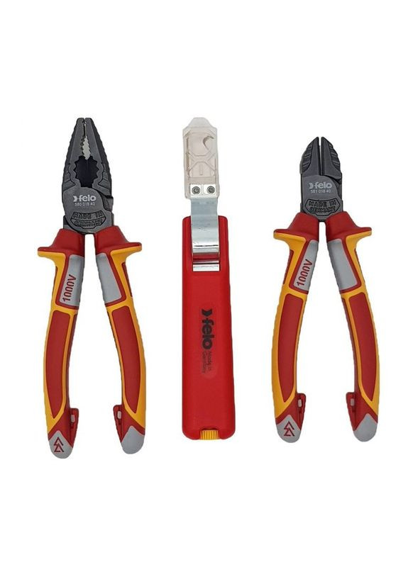 Набір діелектричних викруток Ergonic 3,5/4,0/5,5/PH1/PH2/PZ2/тестер з діелектричними пасатижами, бокорізами, ноже (11126) Felo (298574230)