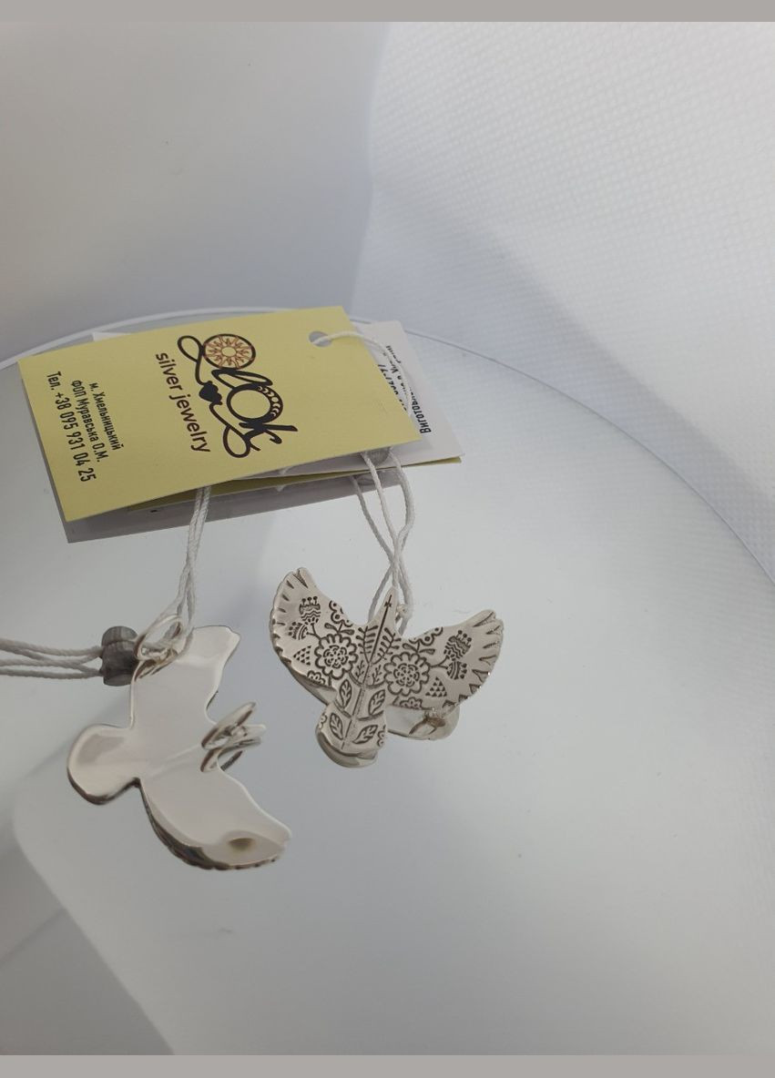 Кулон серебряный 925 проба птичка горлица вышиванка (2 ушка) идеально на шнурок или чокер No Brand (329869058)