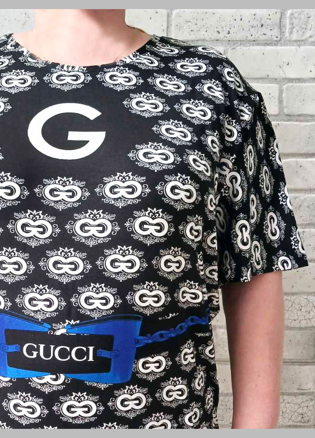 Женская футболка большого размера летняя трикотажная на манжете No Brand - (338424361)