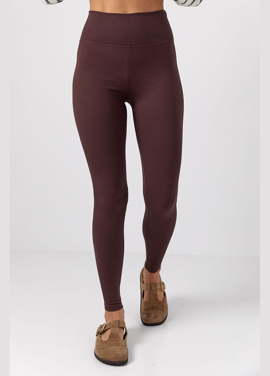 Лосины из эластичного трикотажа в рубчик - коричневый Lurex (324392639)