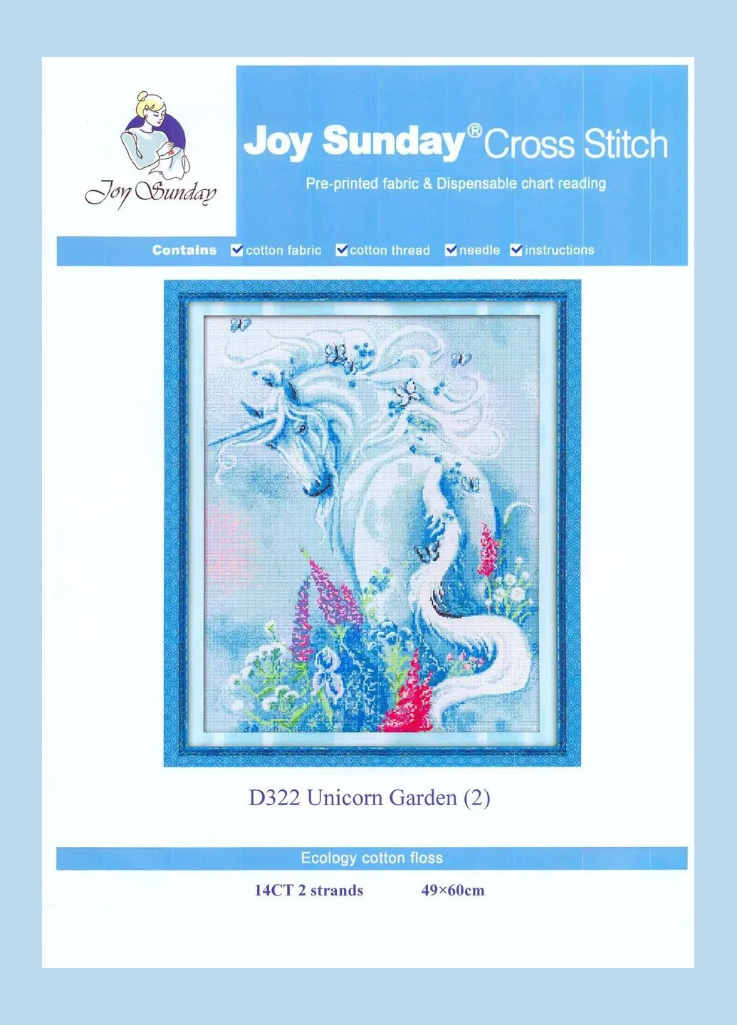 Набір для вишивання за нанесеною на канву схемою "Unicorn Garden (2)". AIDA 14CT printed 49*60 см Joy Sunday (313614511)