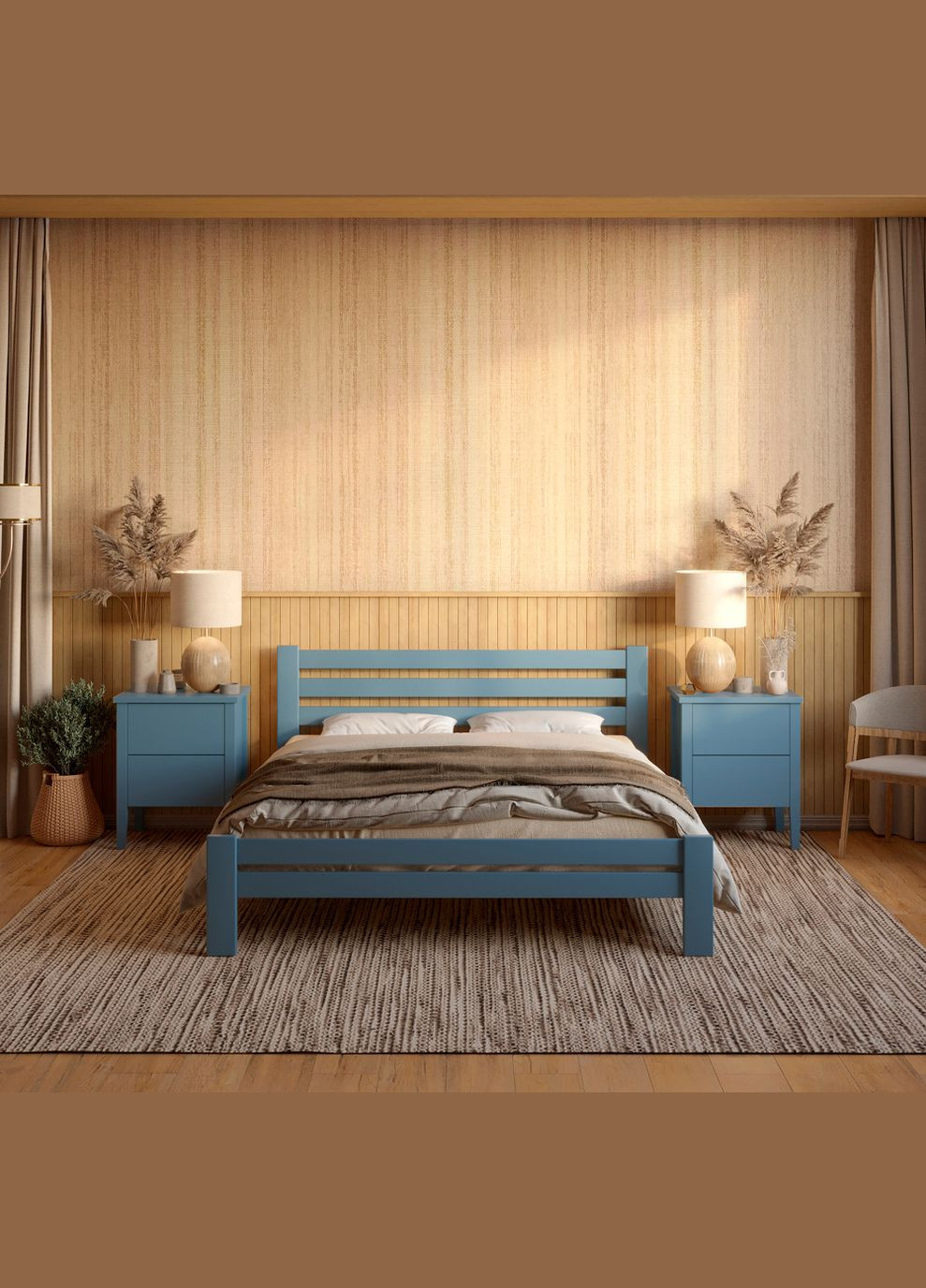 Односпальне дерев'яне ліжко Прем'єра (S7010R90B) 90х190 см (MBG-2947) Mebigrand (366084761)