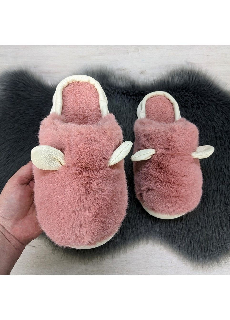 Тапочки жіночі домашні хутряні з вушками Fashion (311216635)