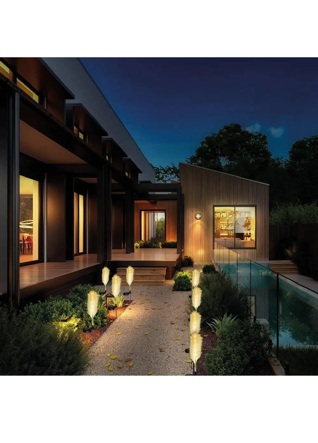 Комплект садових вуличних LED світильників очерету на сонячній батареї з теплим білим світлом 70 см 4 штуки (480693-Prob) Unbranded (340711358)