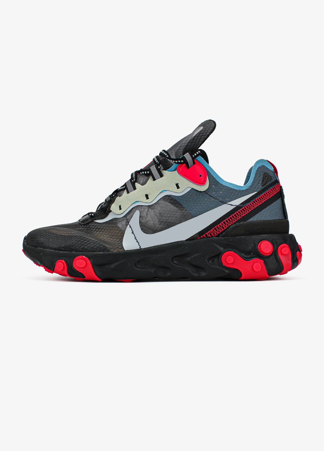 Чорні всесезон кросівки чоловічі nike react element 87 black red | найк реакт елемент 87 чорні червоні No Brand