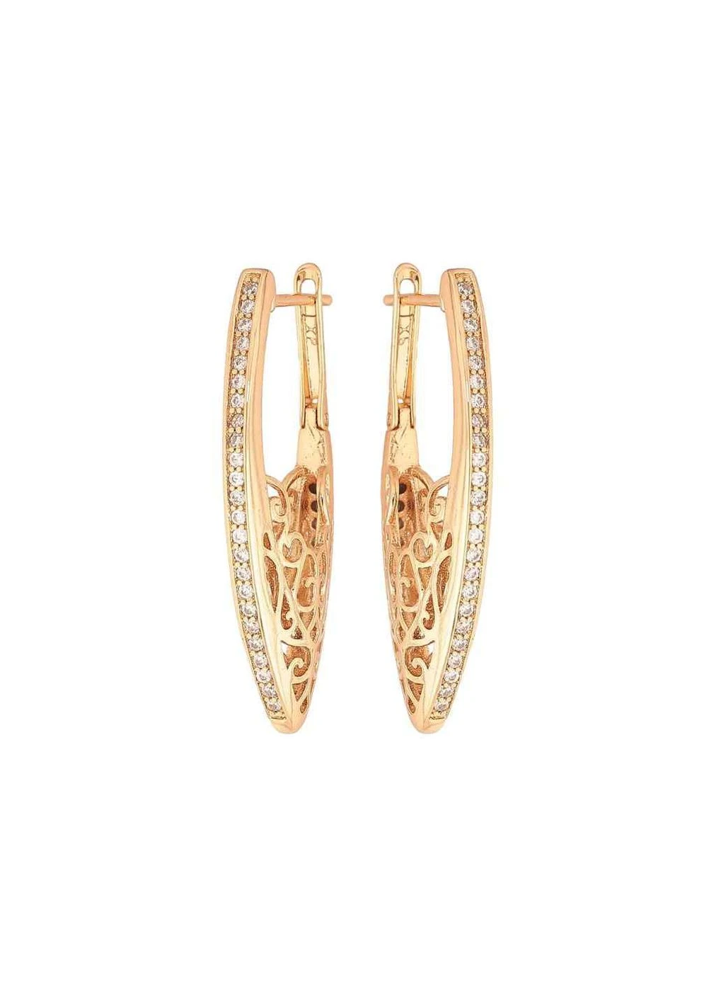 Сережки англійська застібка Позолота 18K "Бічний візерунок з доріжками кристалів" арт.307086 Xuping Jewelry (380485967)