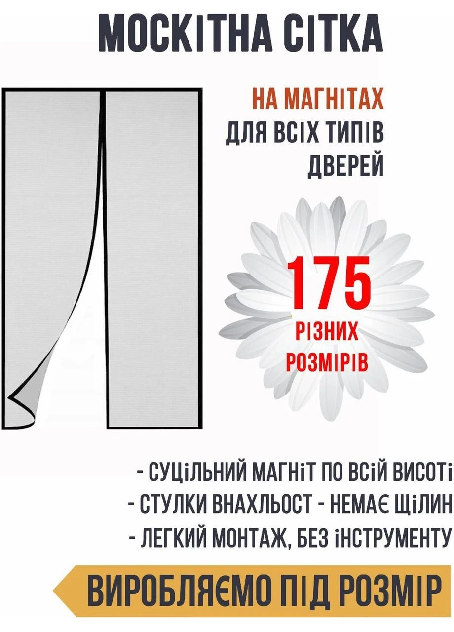 Москітна сітка-двері на магнітах G 75×195 см No Brand (389810596)