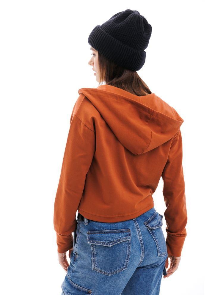 Женская толстовка на молнии темно-терракотовая Arjen - крой оранжевый трикотаж - (294906790)