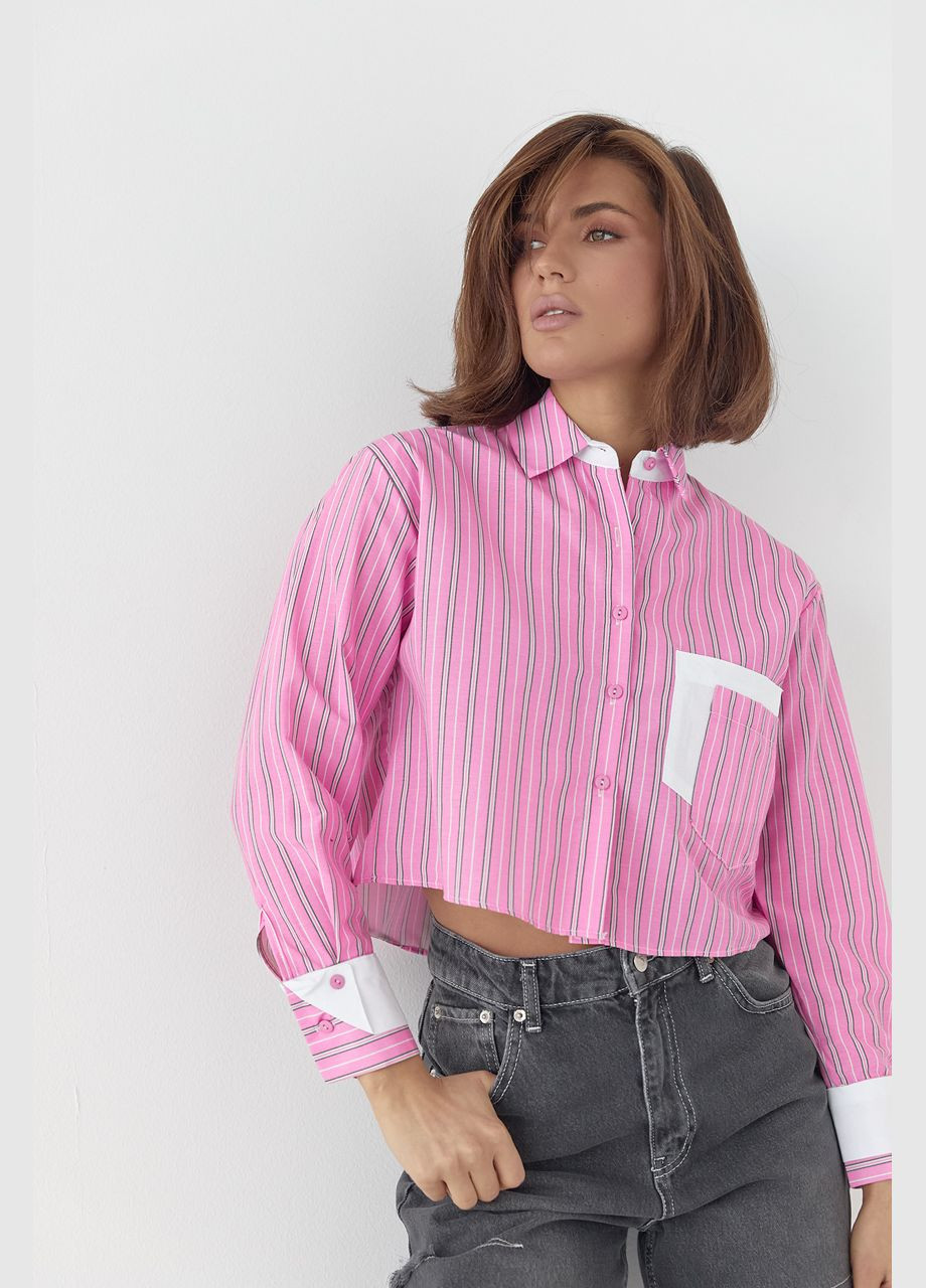 Розовая классическая рубашка в полоску Lurex с длинным рукавом