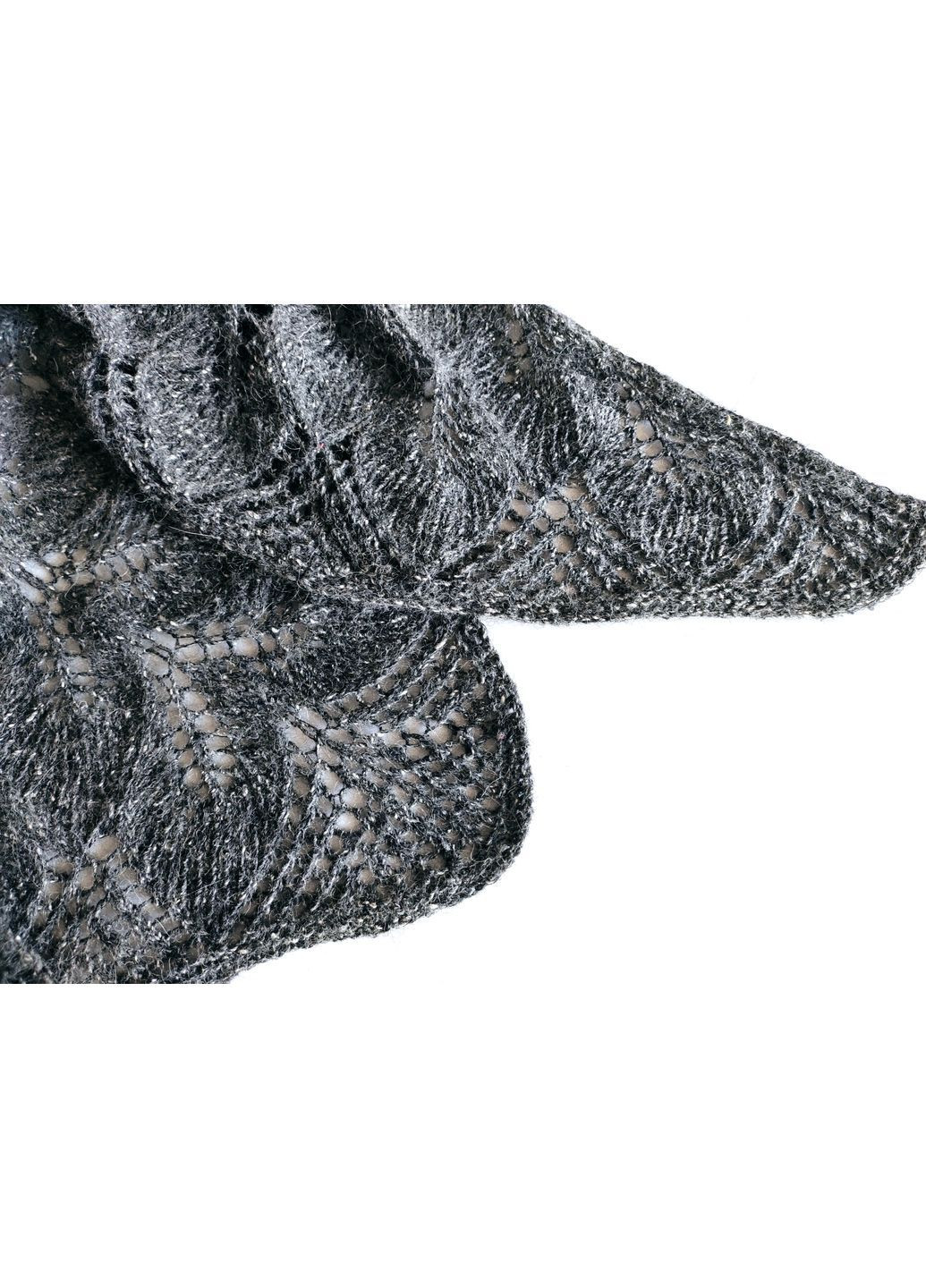 В'язана темно-сіра шаль ручної роботи з альпаки та твіду No Brand (367054791)