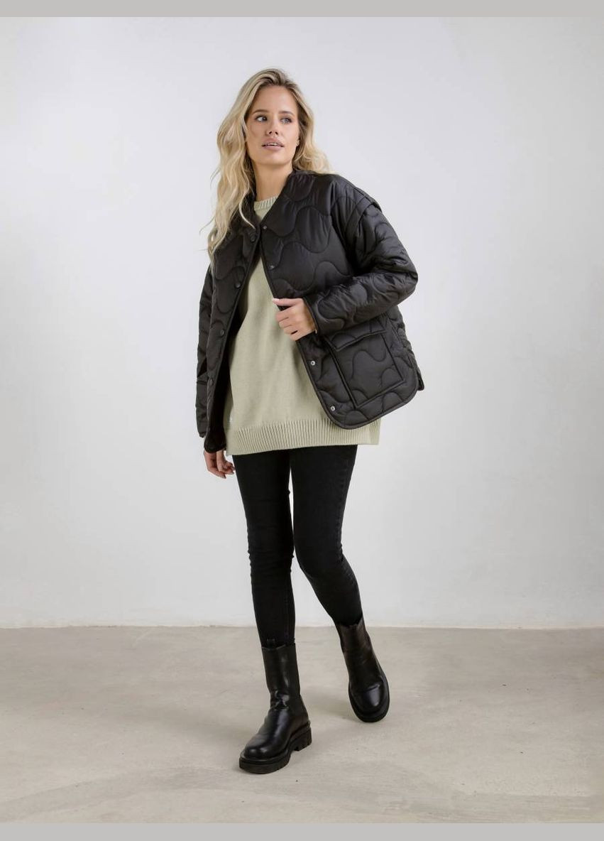 Черная демисезонная куртка-жилет Romashka Буффало