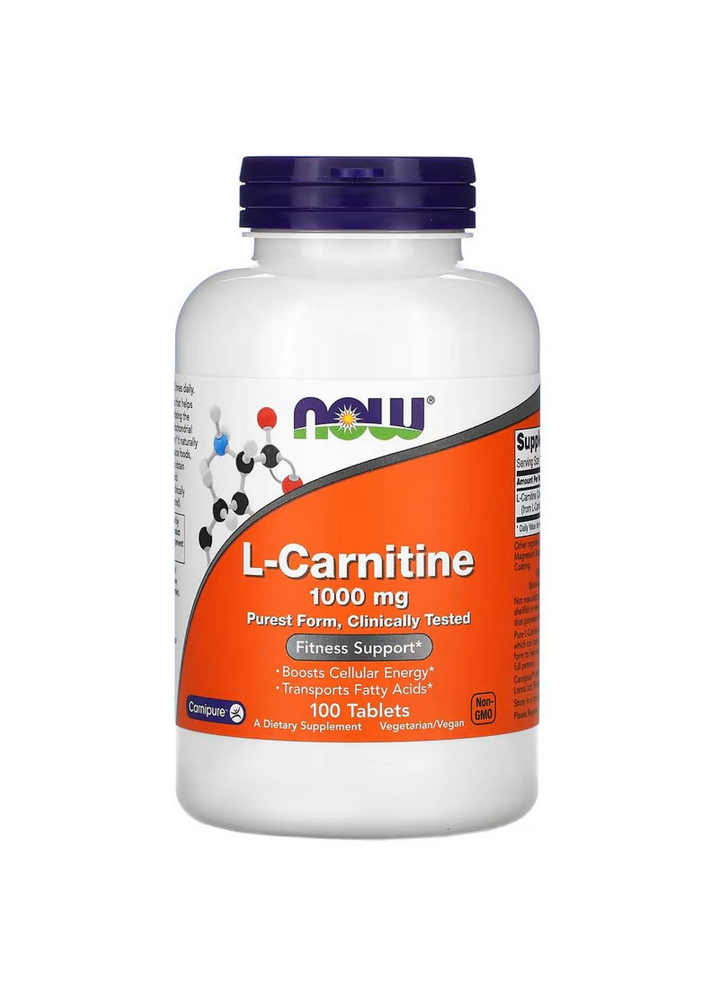 Жироспалювач L-Carnitine 1000 mg, 100 таблеток Now (293482884)