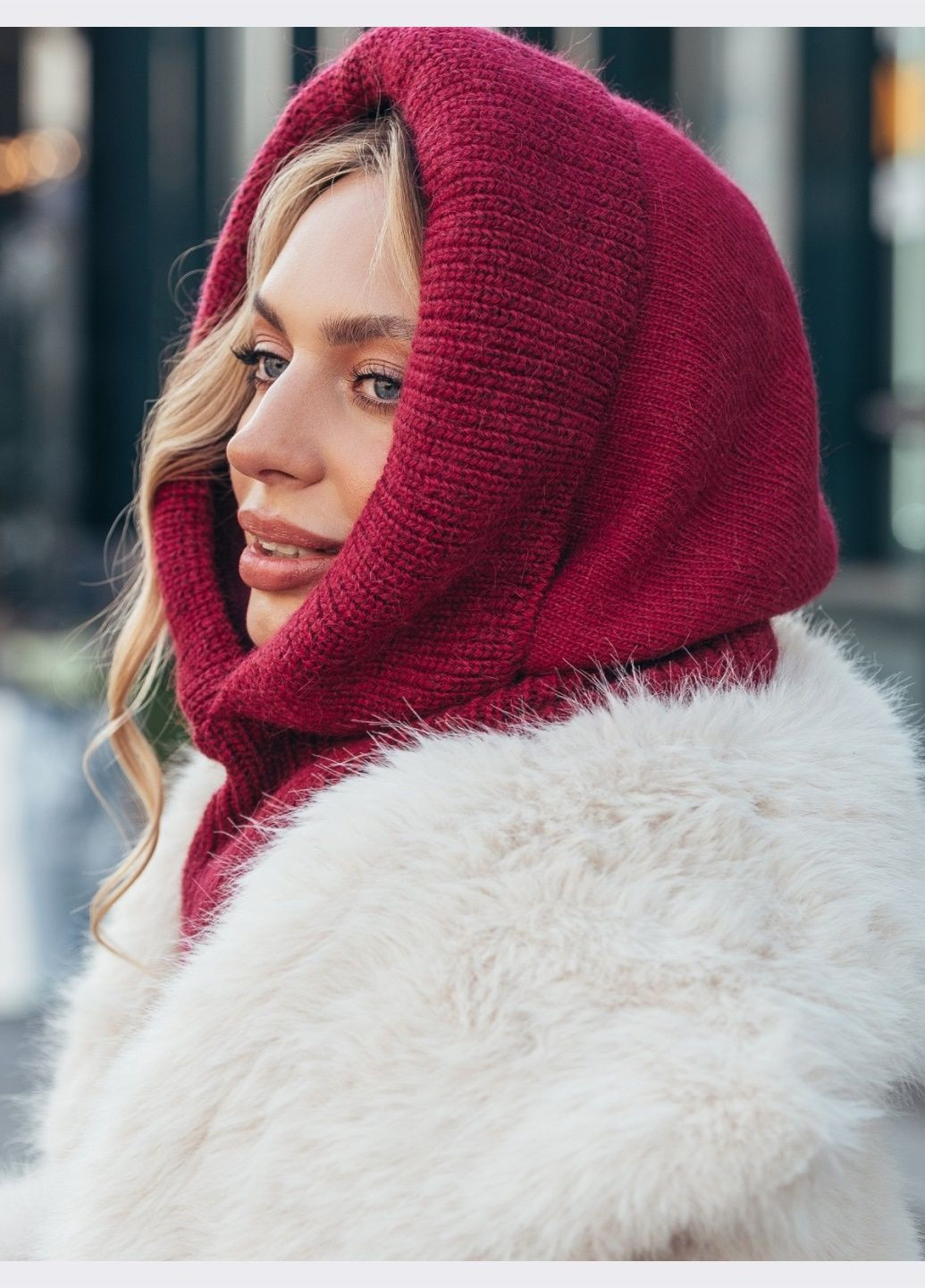 вовняний капор бордового кольору Dressa (307287573)