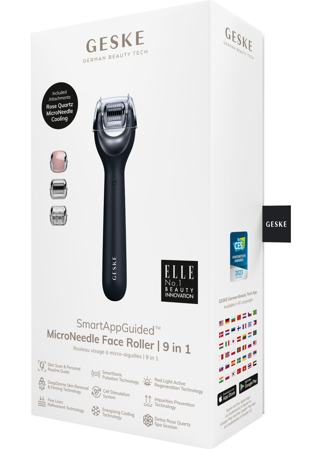 Електронний ролер для обличчя з мікроголками MicroNeedle Face Roller 9в1 black GESKE (341526169)