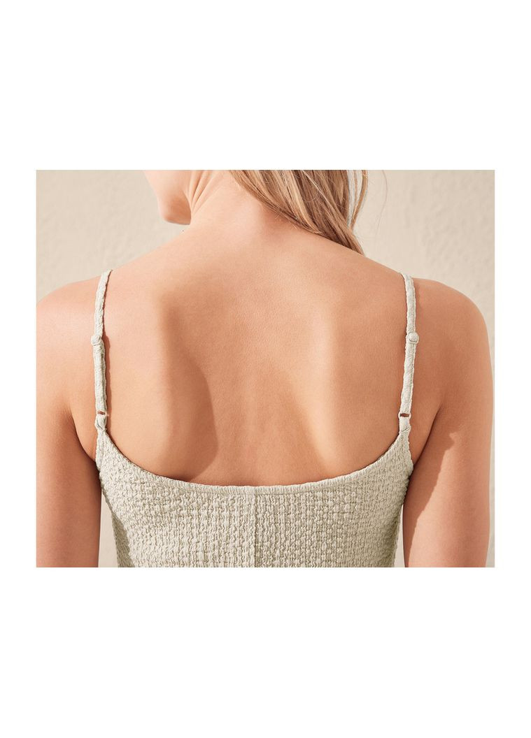 Бежева повсякденний сукня із жатої тканини для жінки lycra® 461986 бежевий Esmara