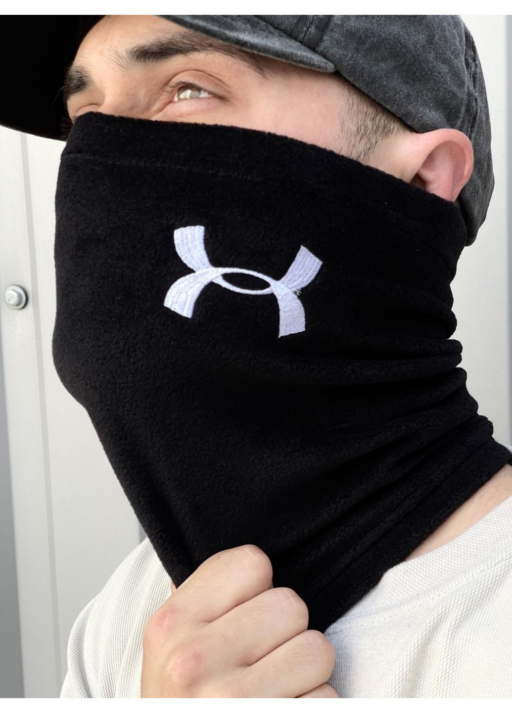 Бафф флісовий теплий з вишитим логотипом чорний No Brand Класичний баф (369981302)