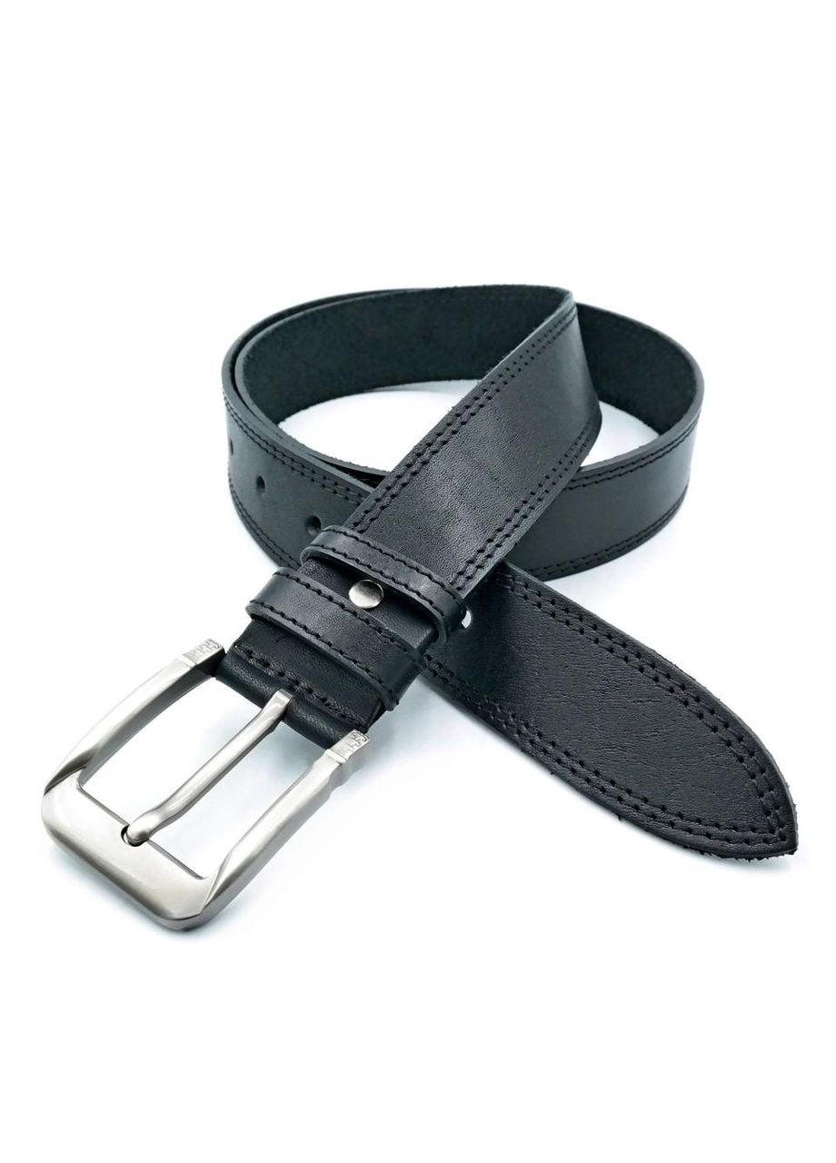 Шкіряний чоловічий ремінь 3,8 х 105-120 см Чорний 105 Weatro (346121230)