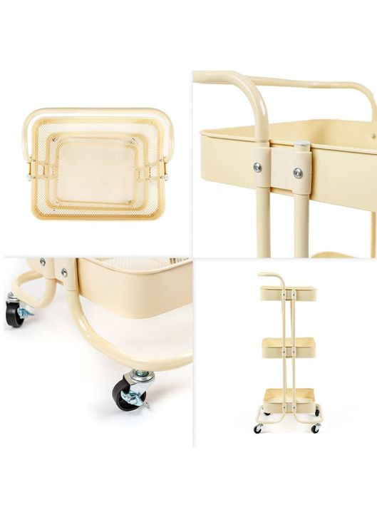 Металлическая кремовая этажерка 3 яруса для дома, офиса и салона. Sticker Wall (366880471)