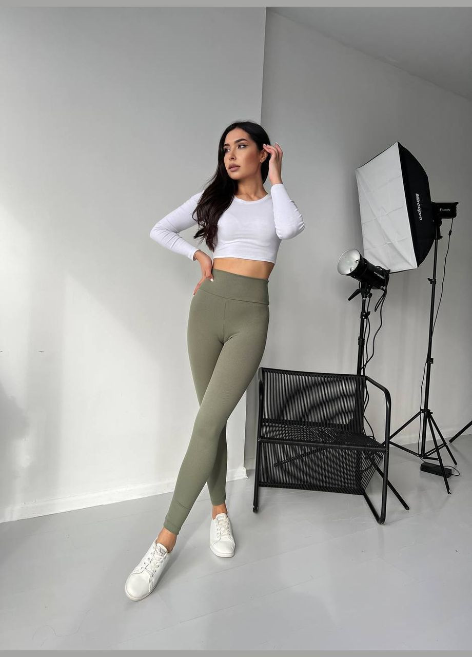 Жіночі лосіни теплі з щільного рубчику на флісі FINO Mode (317369773)