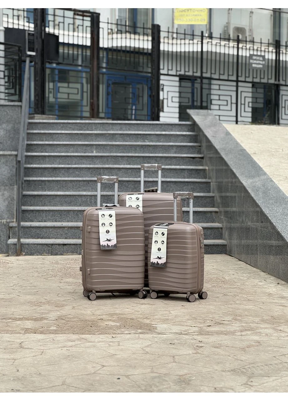 3 шт комплект + расширения Полипропилен MSB Чемодан дорожный на колесах Tourist (383381221)