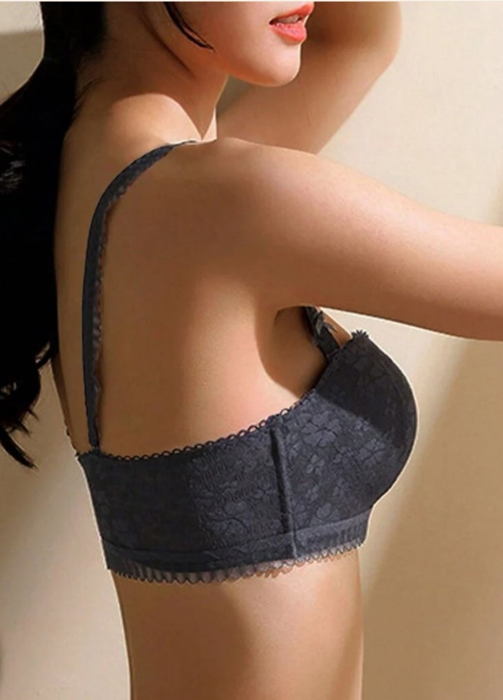 Чорний балконет жіночий мереживний бюстгальтер анжеліка з передньою застібкою та push-up romantic dream (1583--03) 85 Macarena з кісточками