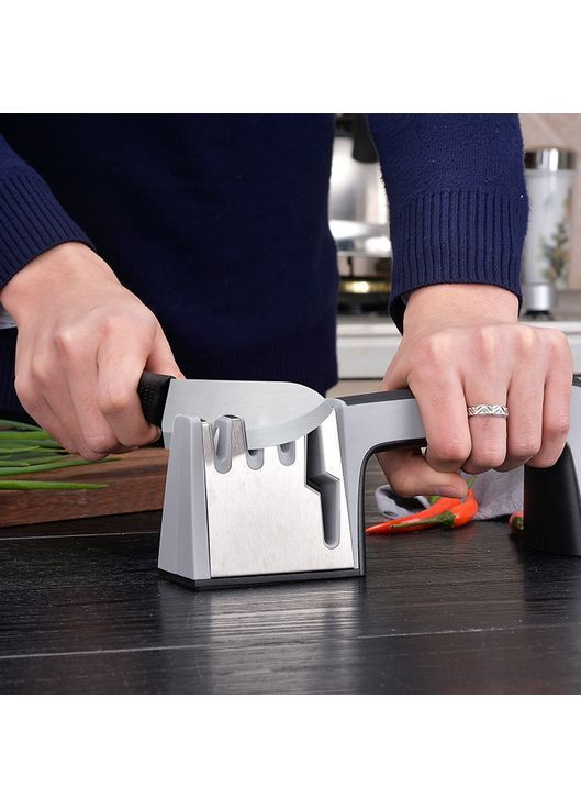 Точилка для ножів та ножиць кухонна міцна якісна Premium WS-04 чорна Losso (366823321)