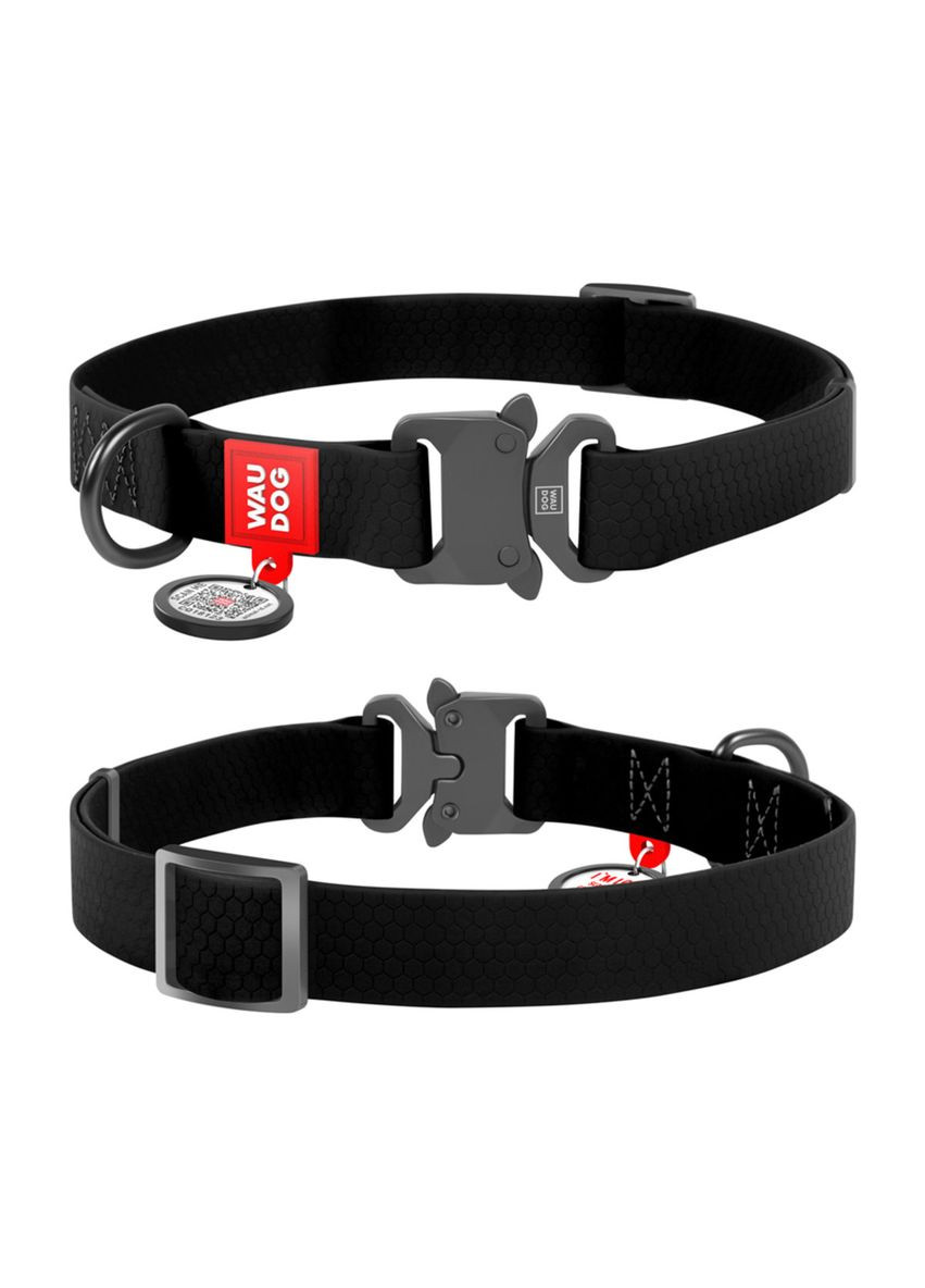 Нашийник для собак водостійкий Waterproof Металева пряжка-фастекс Ш 20 мм Д 24-40 см Чорний WAUDOG (279570919)