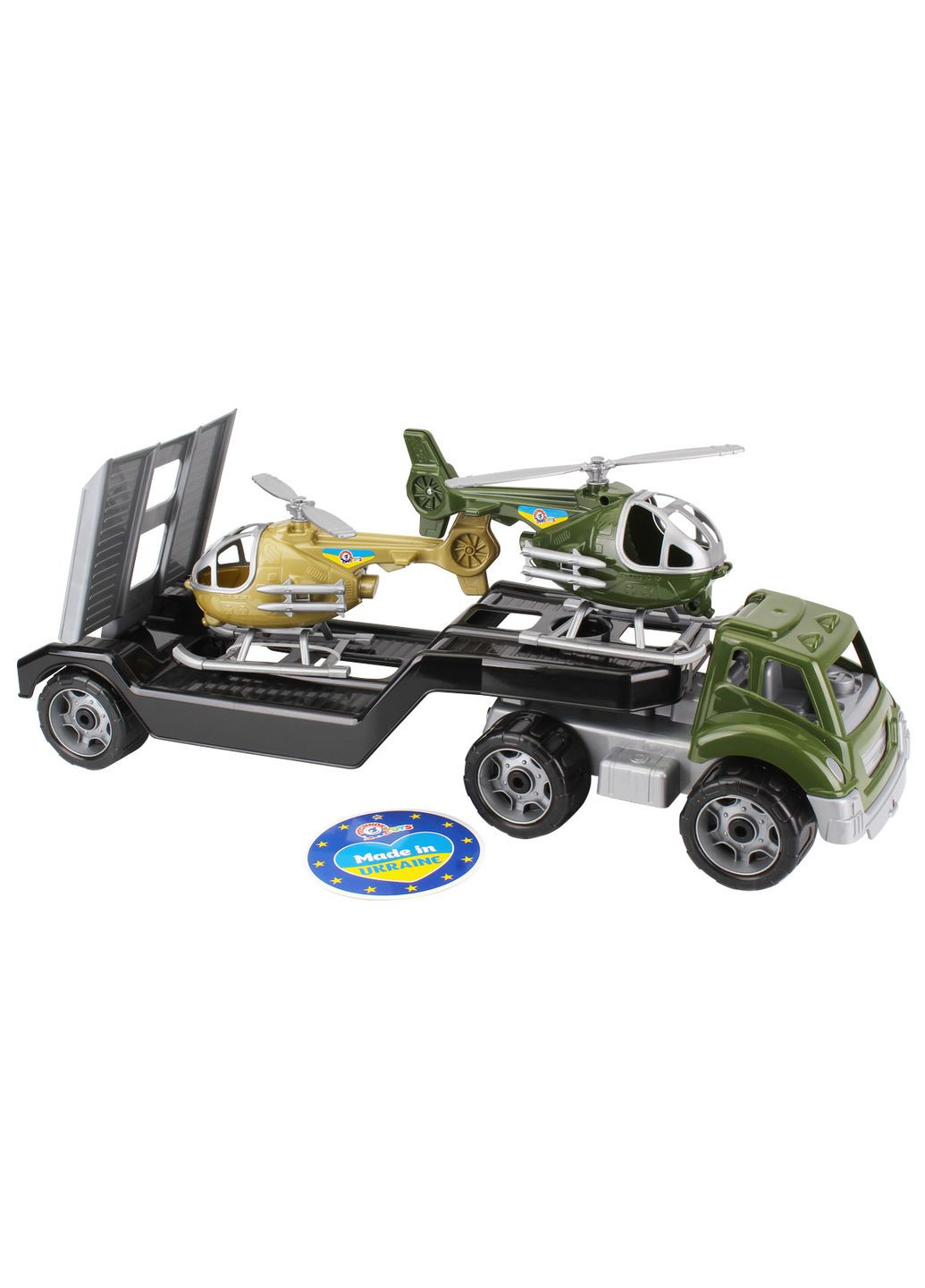 Игровой набор Военный транспорт автовоз и два вертолета в защитных цветах с открывающимися элементами ТехноК (328266002)