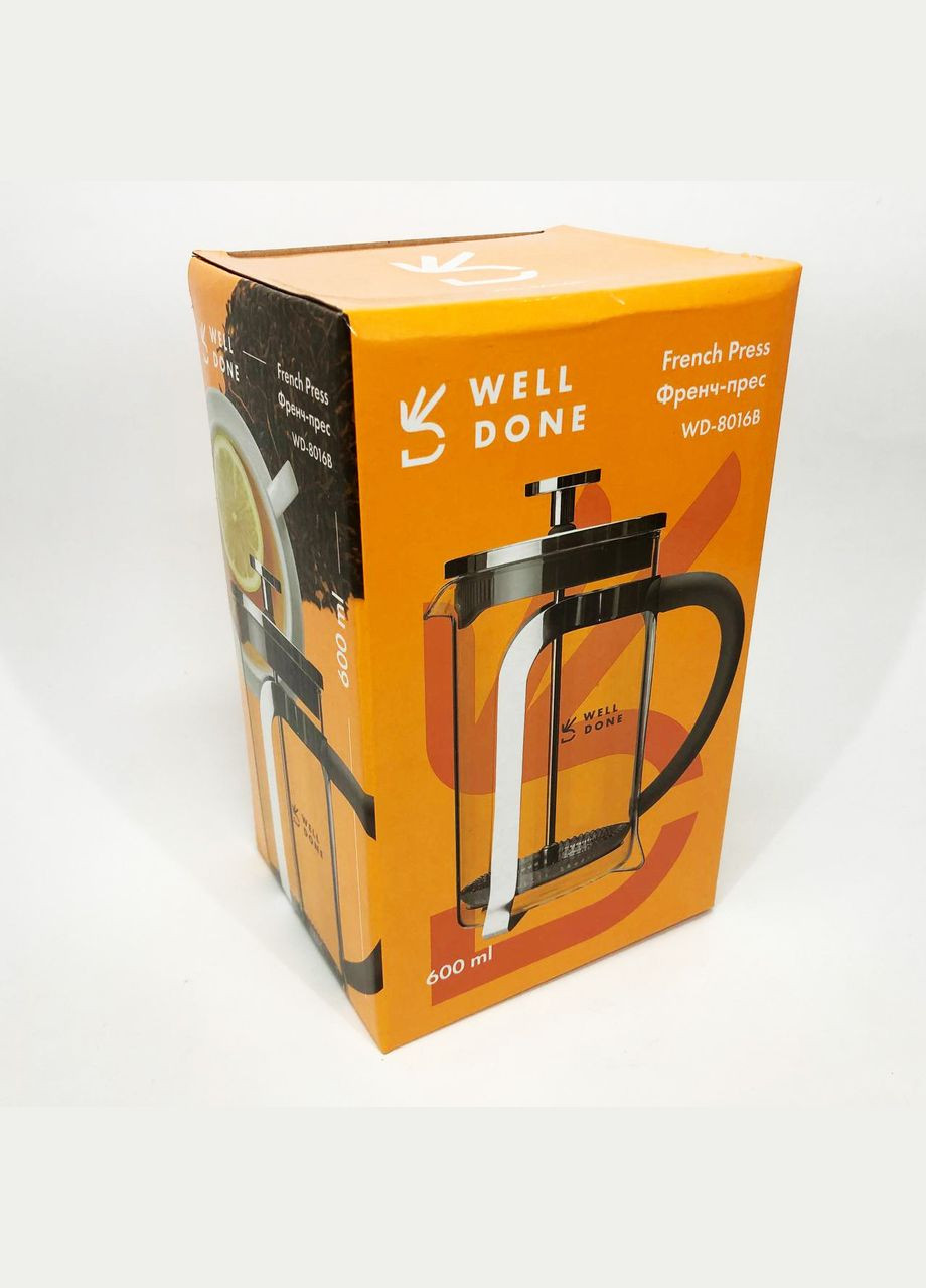 Китайський заварник Well Done WD-8016B 600 мл, Френч для чаю, Френч преси скло, Заварник LS-175 для трав No Brand (350937003)