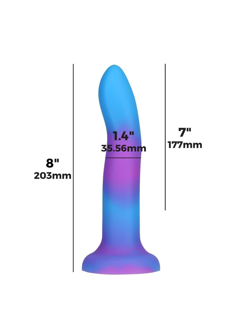 Светящийся в темноте фаллоимитатор - Rave - 8" Glow in the Dark Dildo - Blue Purple ADDICTION (303882858)