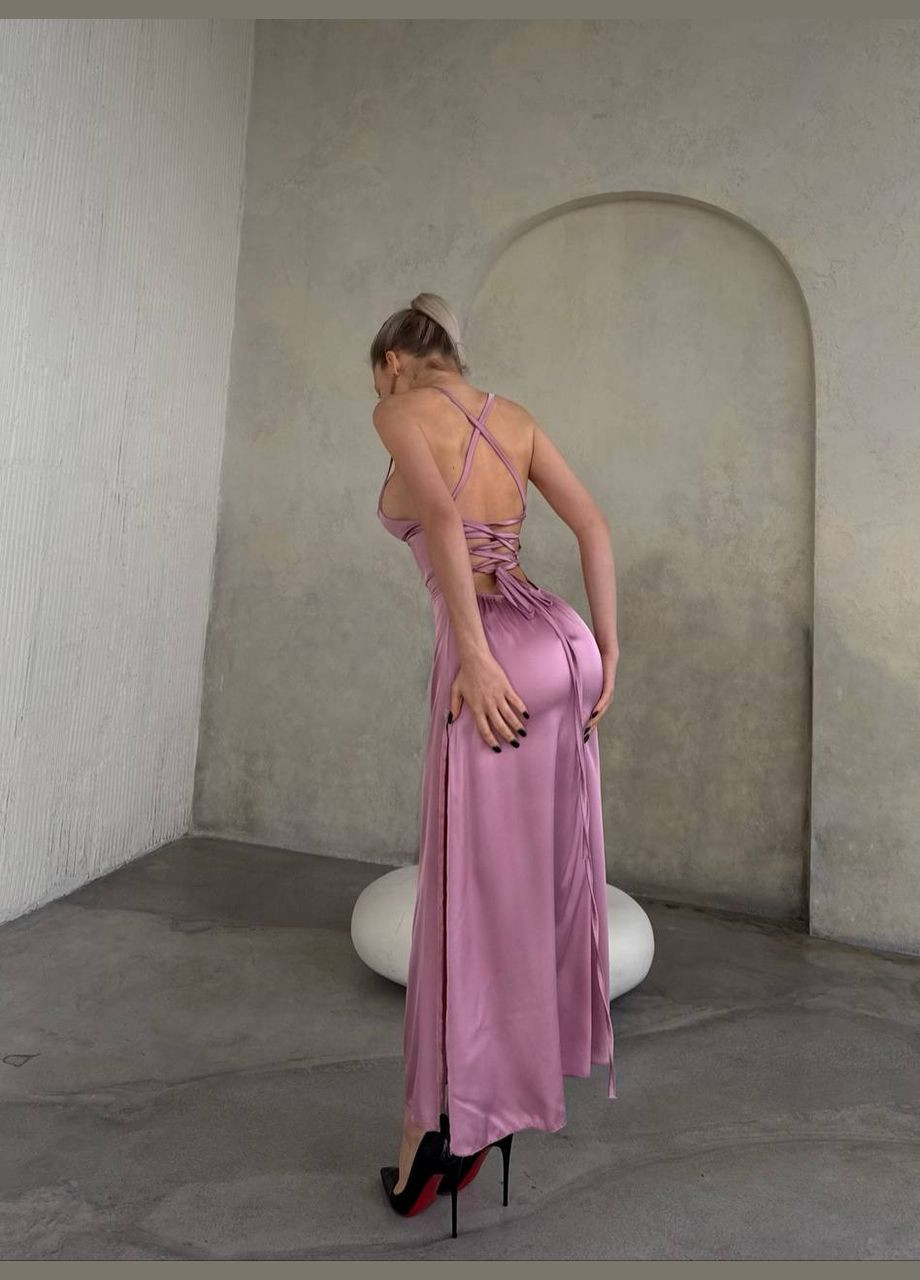 Пудровое вечернее платье-комбинация шелковое Adelante однотонное