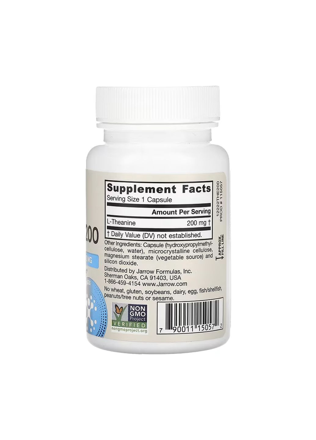 Амінокислота Теанін 200мг веганська 60 капсул для розслаблення Jarrow Formulas (367956694)