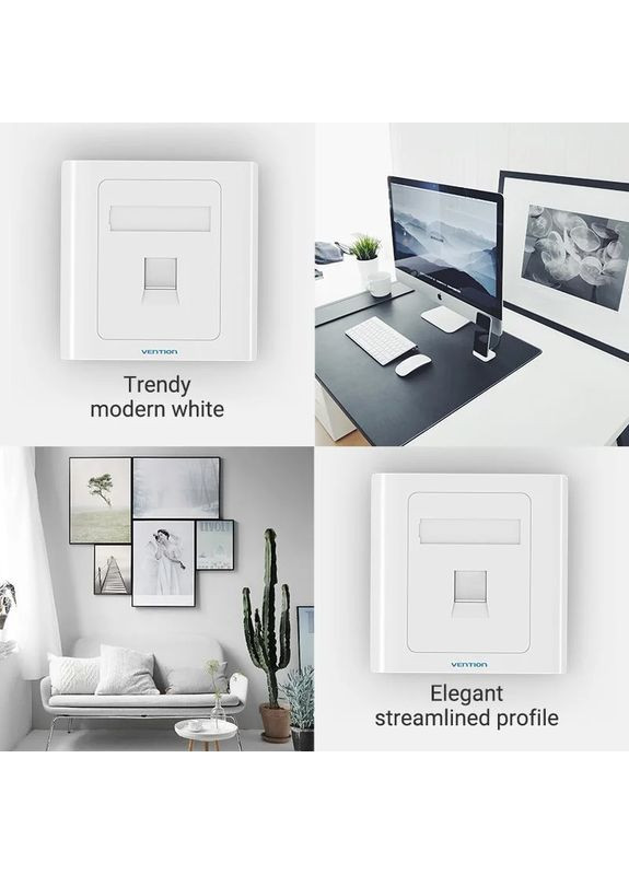 Мережева розетка 1 Port keystone Jack Wall Plate White 86 Type (IFAW0) (IFAW0) Vention 1 Port 86 Type (372686978)