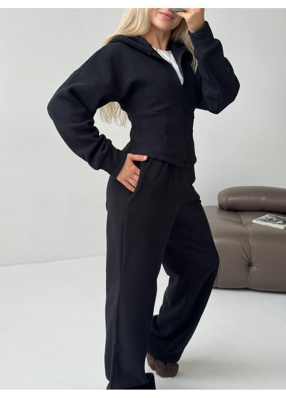 Костюм жіночій двійка флісовий теплий на зиму з капюшоном приталений JUGO Hype brand 0152 (366571160)