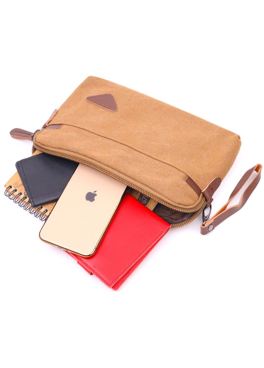 Практическая мужская барсетка из текстиля 21260 Коричневая. Vintage (298571707)