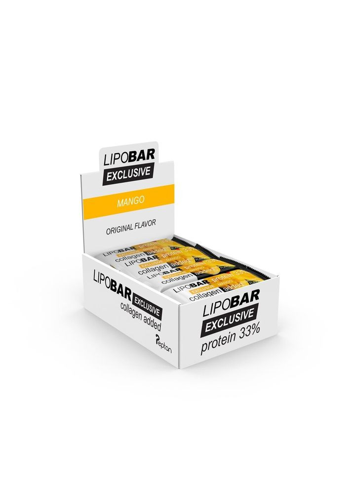 Блок батончиков Exclusive Protein Bar, 20*50 грамм обогащенный биоактивным коллагеном Peptan - Манго Lipobar (364968771)