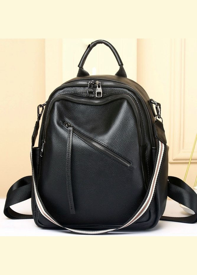 Стильний жіночий шкіряний рюкзак чорний міський 51124 Tiding Bag (359398544)