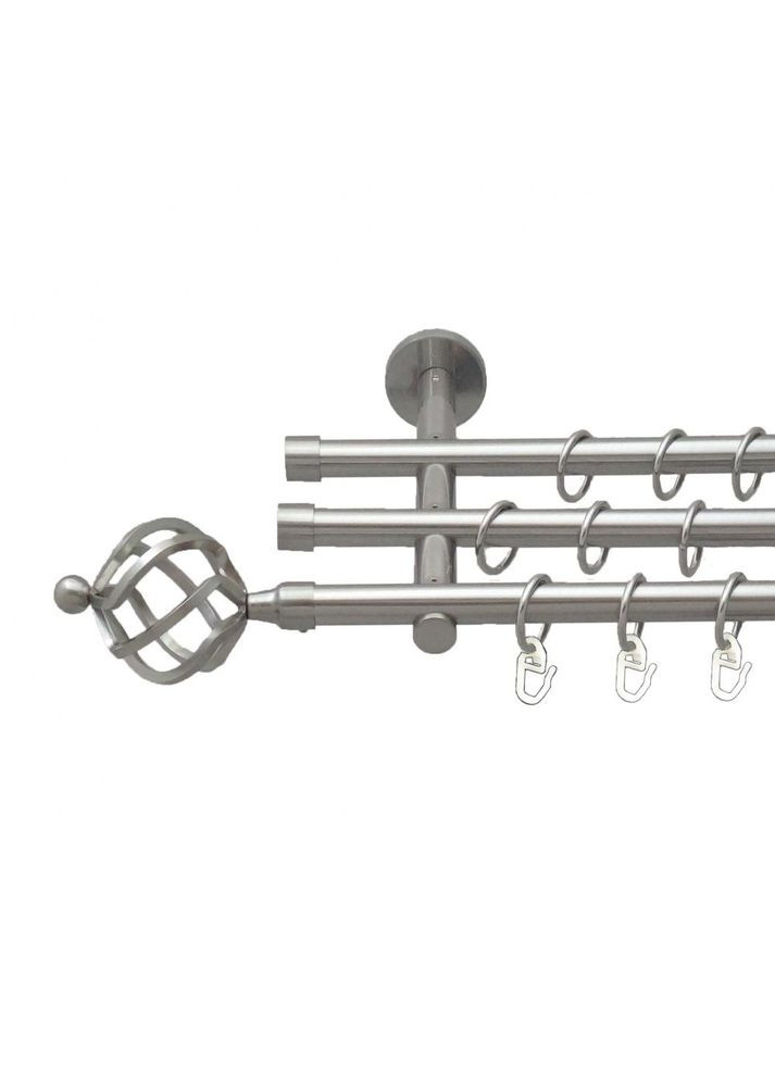 Карниз Ажур металевий трирядний циліндр (20 см) гладка труба Нержавіюча Сталь 16\16\16 мм 160 см (5503347) ORVIT (300799148)