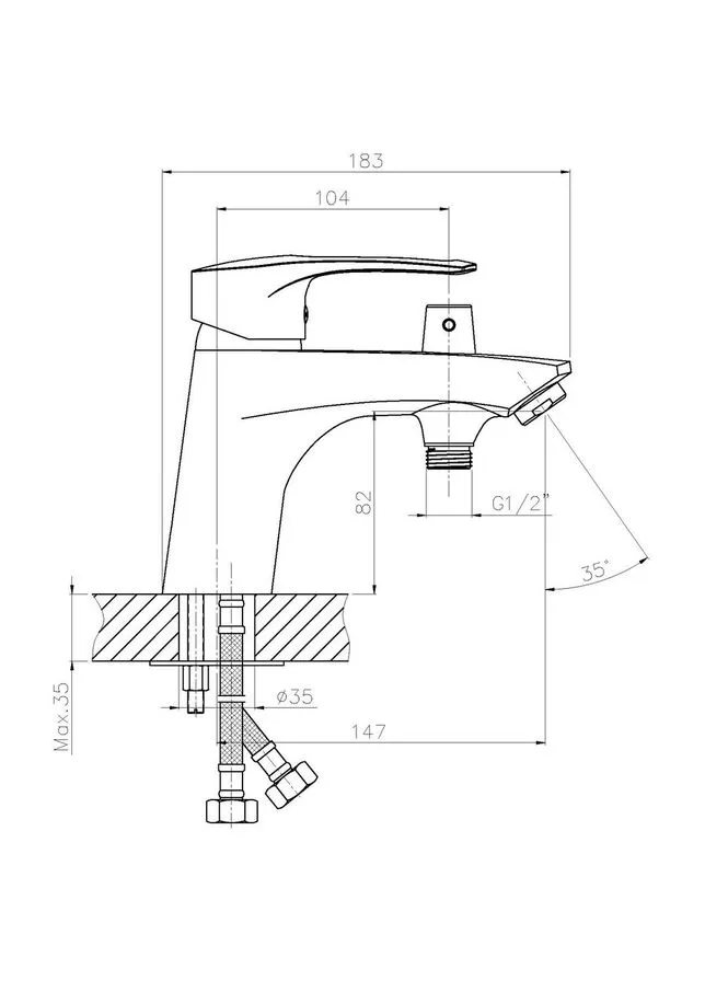 Смеситель для умывальника Hansberg 001 с гигиеническим выходом (HB0821) Haiba (400906381)