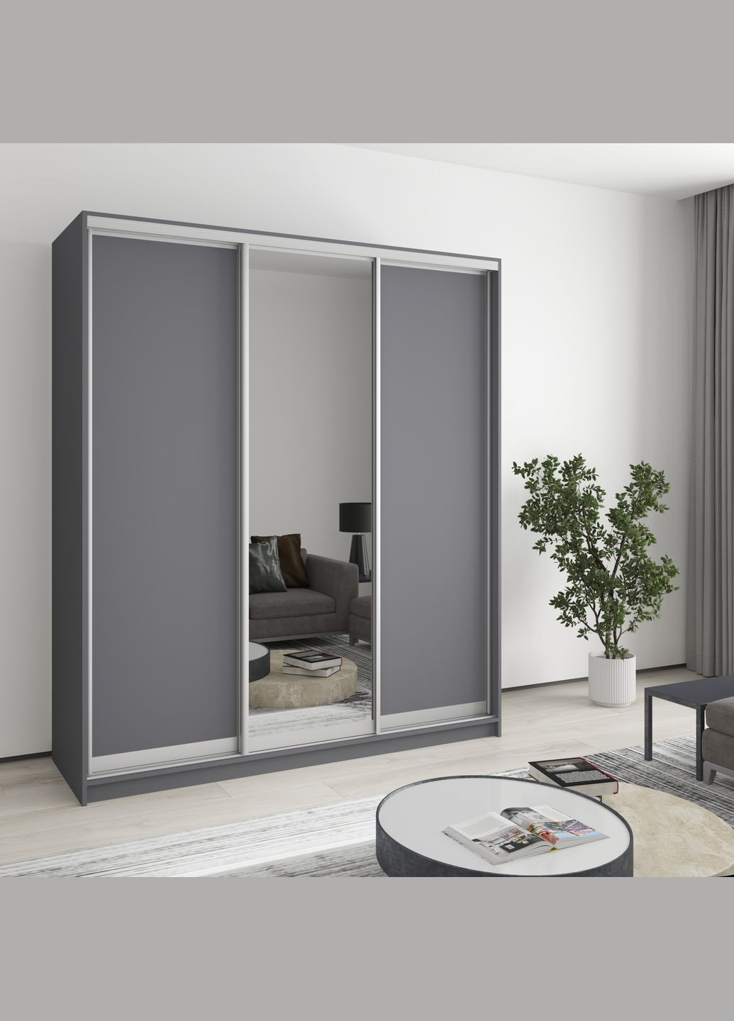 Шафа-купе тридверна Комбо AL 2ДСП/Дзеркало 180x45x210 см (MBS-3198) MebelStar (346288341)