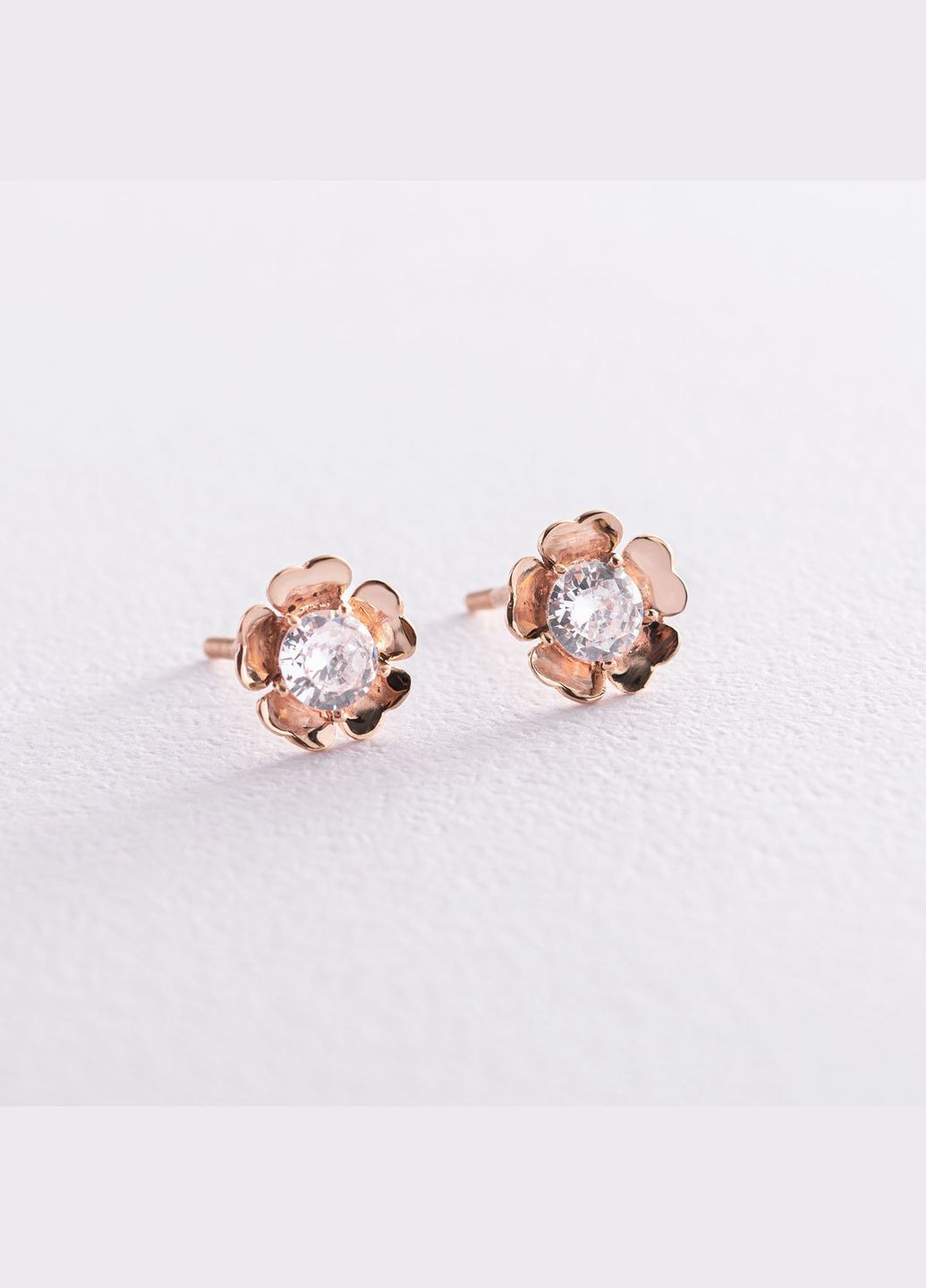 Золоті сережки - пусети Квіточки с01934 Oniks (264022374)